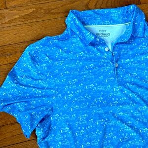 J crew Blue Golf Patterned Men's Polo Shirt